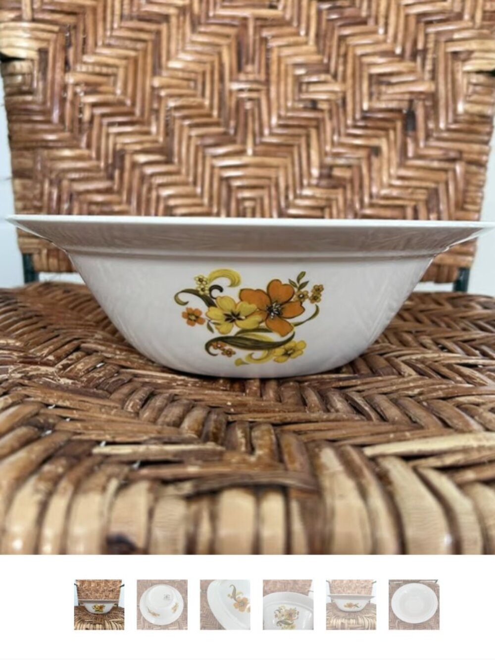 Vintage Snowhite Johnson Bros Made in England Ironstone 9.5" Floral Serving Bowl